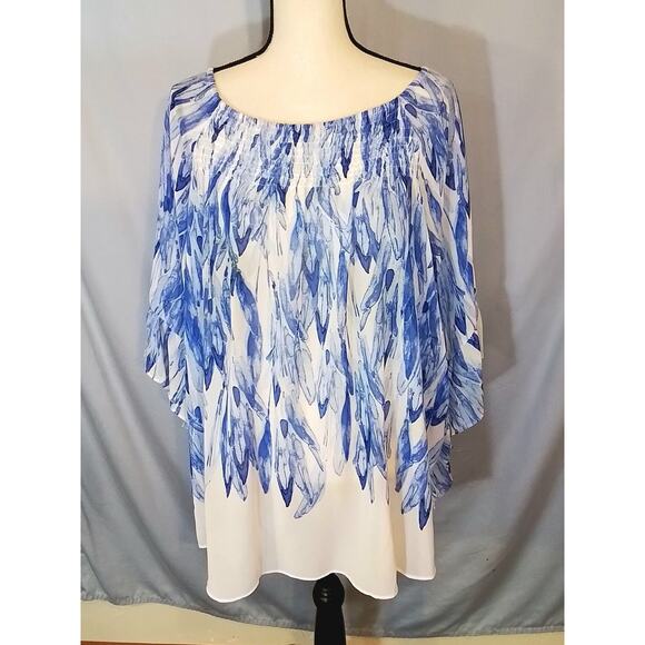 Alfani ; blue sheer cover blouse - Picture 1 of 6